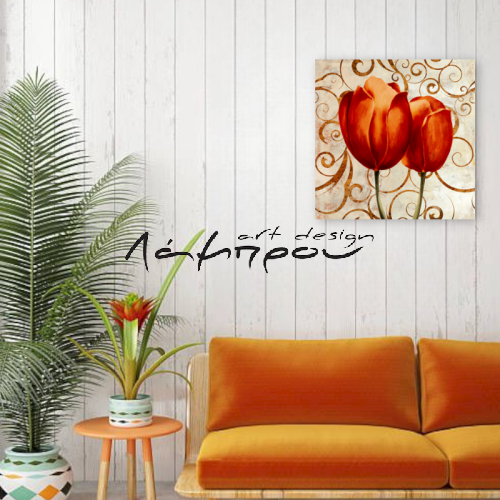 M017 - Πίνακας πορτοκαλί λουλούδια